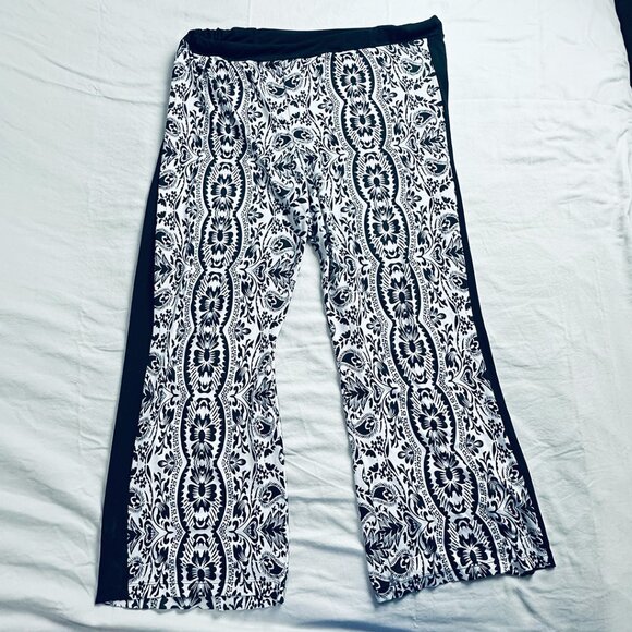 New Directions Palazzo Pants Women 3X Stretch Comfy Boho Wide Leg Aztec - Picture 1 of 5